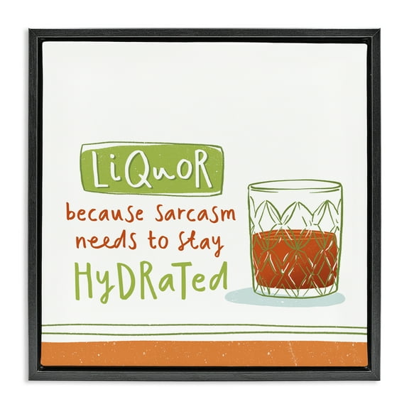 Stupell Industries Funny Liquor Phrase Food & Beverage Painting Black Floater Framed Canvas Art Print Wall Art, 18 x 18