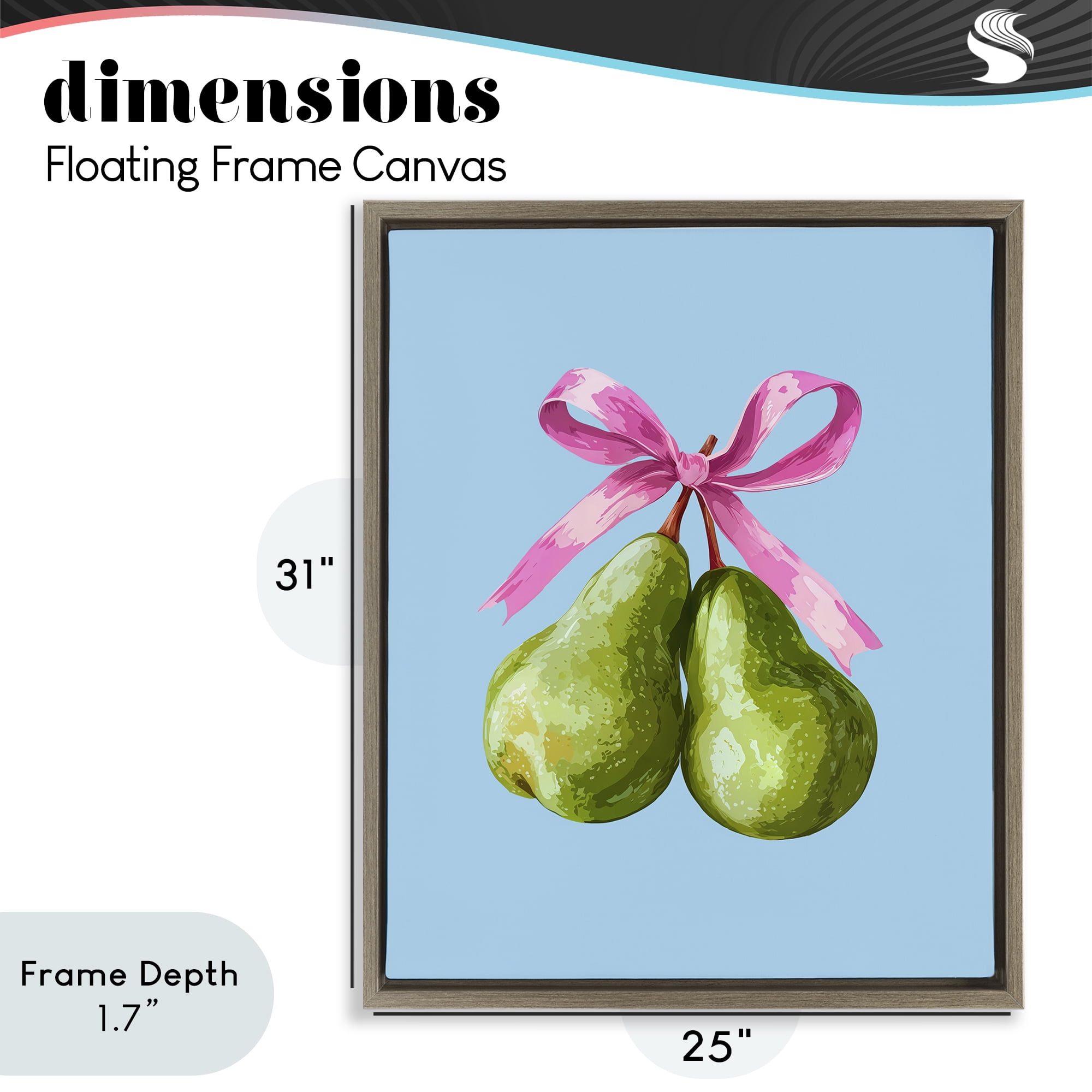 Stupell Industries Twin Pears with Ribbon Brown Framed Floater Canvas Wall Art, design by Imagine It Images