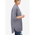 thumbnail image 2 of Ellos Women's Plus Size Striped Henley Tunic Oversized Long Top Wear with Leggings, 2 of 6