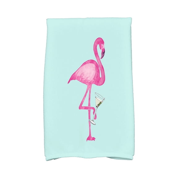 Simply Daisy, 16 x 25 inch, Single Flamingo, Animal Print Kitchen Towel, Aqua
