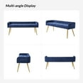 thumbnail image 5 of 55" Upholstered Ottoman Bench with Arms Low Back,End of Bed Entryway Bedroom Golden Tapered Leg Navy, 5 of 8