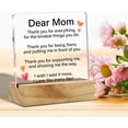 thumbnail image 3 of Mother Gift Mom Appreciation Gifts From Daughter Son, Dear Mom I Love You Every Day Desk Decor Acrylic Desk Plaque Sign With Wood Stand Home Office Desk Sign Keepsake Present, 3 of 5