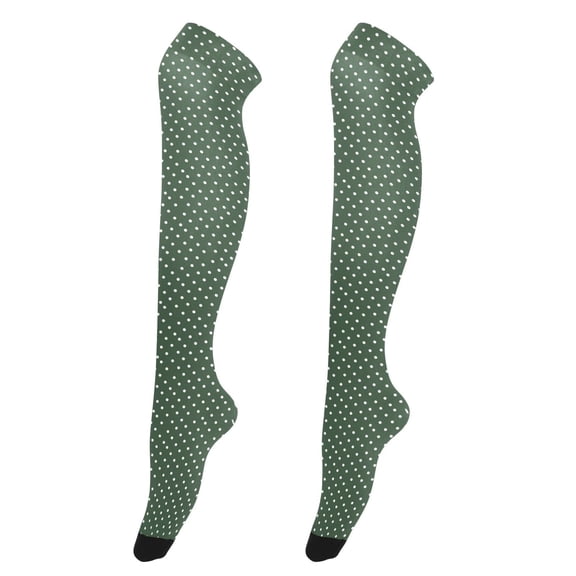 Green Polka Dots High Thigh Socks Over Knee Thin Tights Long Stocking for Women Leg Warmer