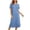 Blue, variant on Women’S Round Neck Short Sleeve Knit Midi Dress, Back Split Loose Fit Casual Nightgown, Soft Polyester Summer Home Wear Sleepwear Loungewear, 1 Piece, Sizes S Through XXL