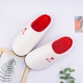 thumbnail image 5 of Memory Foam Waffle Slippers for Women and Men Soft Warm House Shoes Indoor/Outdoor Anti-skid Sole, WhiteRed 38/39, 5 of 7