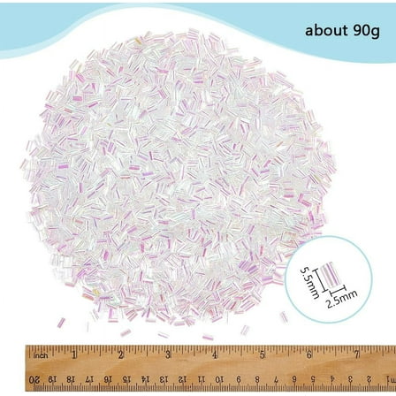 90g Clear Bingsu Beads 5.5mm Long Straw Tube Beads Iridescent Crispy Bingsu Beads Lightweight Bingsu Beads Glitter Bingsu Beads for Crunchy Vase Filling DIY Craft Supplies