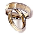 thumbnail image 2 of Pompeii3 White & Yellow Gold Two Tone His Hers Wedding Band Set, 2 of 5