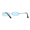 thumbnail image 2 of Razor Blade Shape Funky Hipster Rimless Sunglasses Gold Blue, 2 of 4
