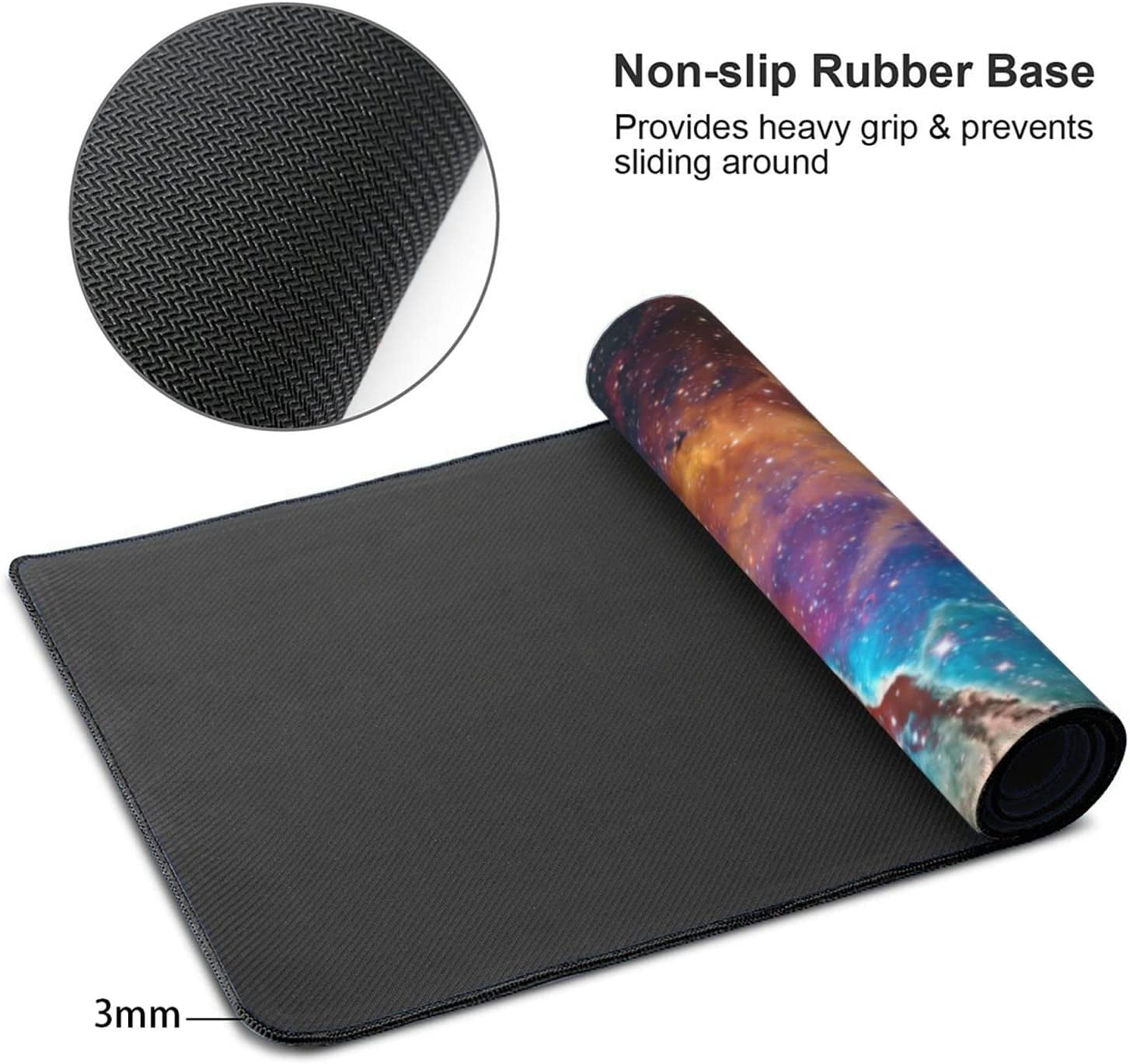 Gaming XXL Large Mouse Pad,Blue Purple Galaxy Nebula Universe Space Mouse Pad Non-Slip Rubber Base Mouse Pads for Computers Laptop Office, 35.5"x16"x0.12"(900mm x 406mm x 3mm)