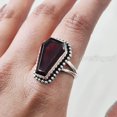 thumbnail image 4 of Coffin Red Garnet Ring, Natural Garnet Ring, January Birthstone, Womens Ring, Coffin Ring, 925 Sterling Silver, Christmas, Handmade, Statement Jewelry, Coffin Shape Gemstone Ring, 4 of 6