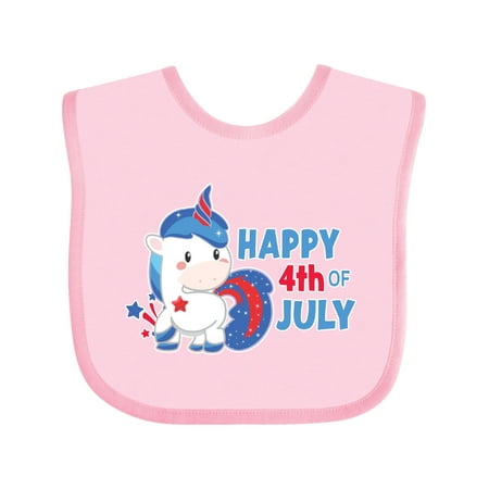 

Inktastic Happy 4th of July with Unicorn Gift Baby Boy or Baby Girl Bib
