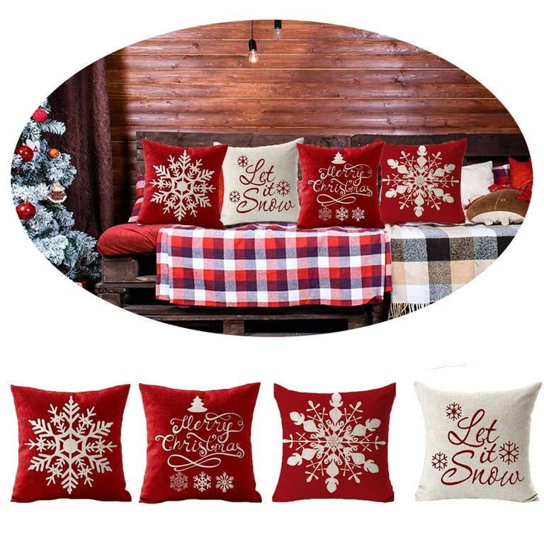 Sunjoy Tech Christmas Pillow Covers 18x18 Inch Xmas Red Throw Pillow Cases Winter Holiday Pillow Covers for Home Decorations Walmart