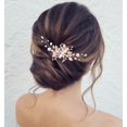 thumbnail image 1 of Jeairts Peineta para el pelo de novia con hojas de diamantes de imitación y perlas para novia, accesorios para el pelo de cristal para mujeres y niñas (3-oro rosa), 1 of 5