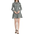 thumbnail image 1 of INSPIRE CHIC Robe Trapèze à Carreaux pour Femme, Boutonnée, Col Pointu, Manches Longues, m Blanc, 1 of 5