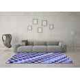 thumbnail image 3 of Ahgly Company Indoor Round Checkered Blue Modern Area Rugs, 8' Round, 3 of 4