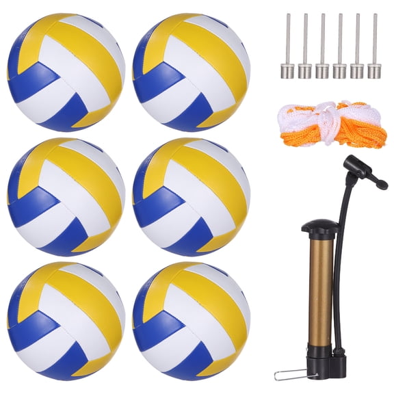 6 Pcs Official Size 5 Volleyballs Set with Pump, Needles, and Net Bags, Long-Term PVC Volleyballs for Indoor and Outdoor Training for Junior Players, Adults