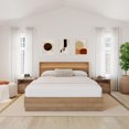 thumbnail image 2 of Harlow 4 Piece Queen Size Bedroom Set with Slatted Bedframe, Headboard with Integrated Light, 2 Nightstands, 2 of 7