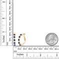 thumbnail image 2 of Gem Stone King 18K Yellow Gold Plated Silver Women Hoop Earrings Blue Created Sapphire White Created Sapphire (5.52 Cttw, Round Cut, 3/7 inch Diameter), 2 of 4
