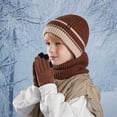 thumbnail image 2 of Wovix Kids Winter Color Block Hat Gloves Scarf Set For Girls Boys Beanie Hats Gloves Knit Set with Thick Warm Fleece Lined For Ages 6-10 Children Warm Soft For Daily Three Pieces, 2 of 4