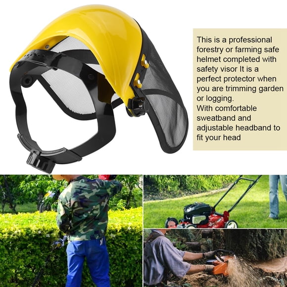 Professional Forestry Farming Helmet Hat with Full Face Mesh Visor for Logging Brushcutter Forestry , Adjustable Headband and Sweatband, Long Durability
