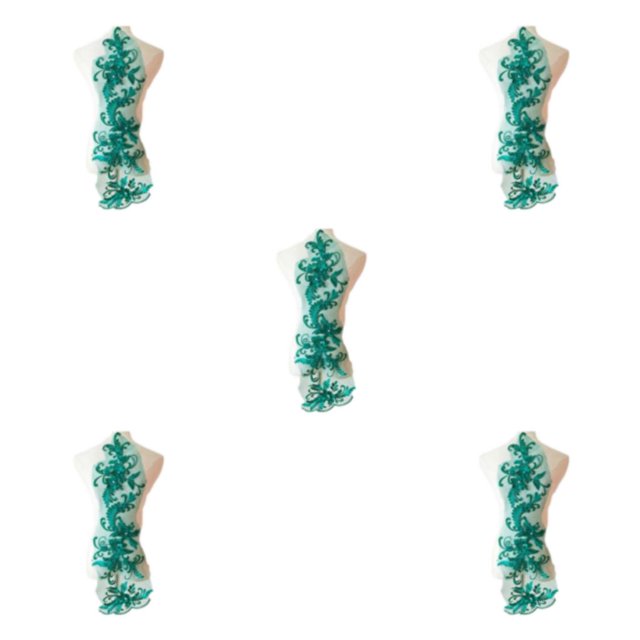 Guardoinrt Costumes With Unique Lace Applique Patch Beautiful Florals Applique Patch Blackish green 5Set