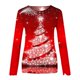 thumbnail image 5 of Mujeres moda Navidad costura impresa cuello redondo Top trompeta manga larga Pompotops gfhjh14553, 5 of 5