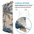thumbnail image 3 of Navy Blue Brown Door Curtains for Door Window, French Sidelight Front Back Door Curtains With Tieback, Tropical Botanical Palm Leaves Retro Kitchen Rod Pocket Drapes Panel, 54"x72", 3 of 5
