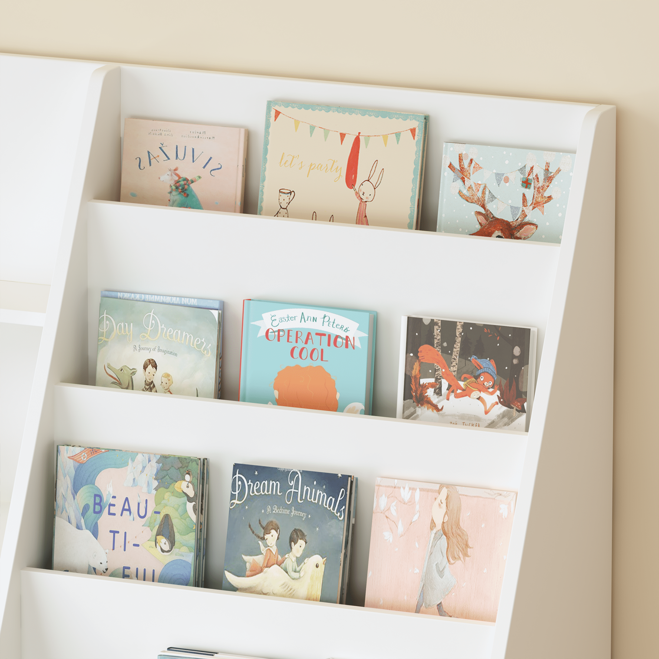 Alvantor Kids Bookshelf and Toy Storage Organizer, Multifunctional 4 Tier Wooden Bookcase for Nursery Playroom, White