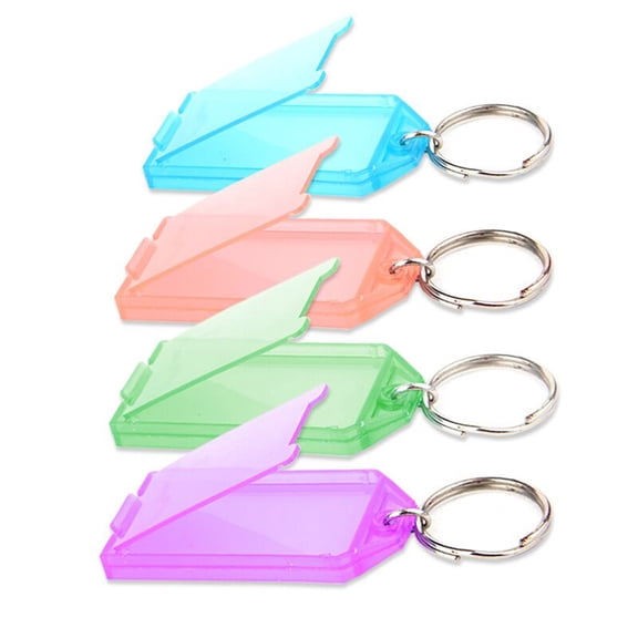 SDFGTstore 20 Pcs/Set Clear Plastic for Key Tags with Split Ring Label Window Office Keycha