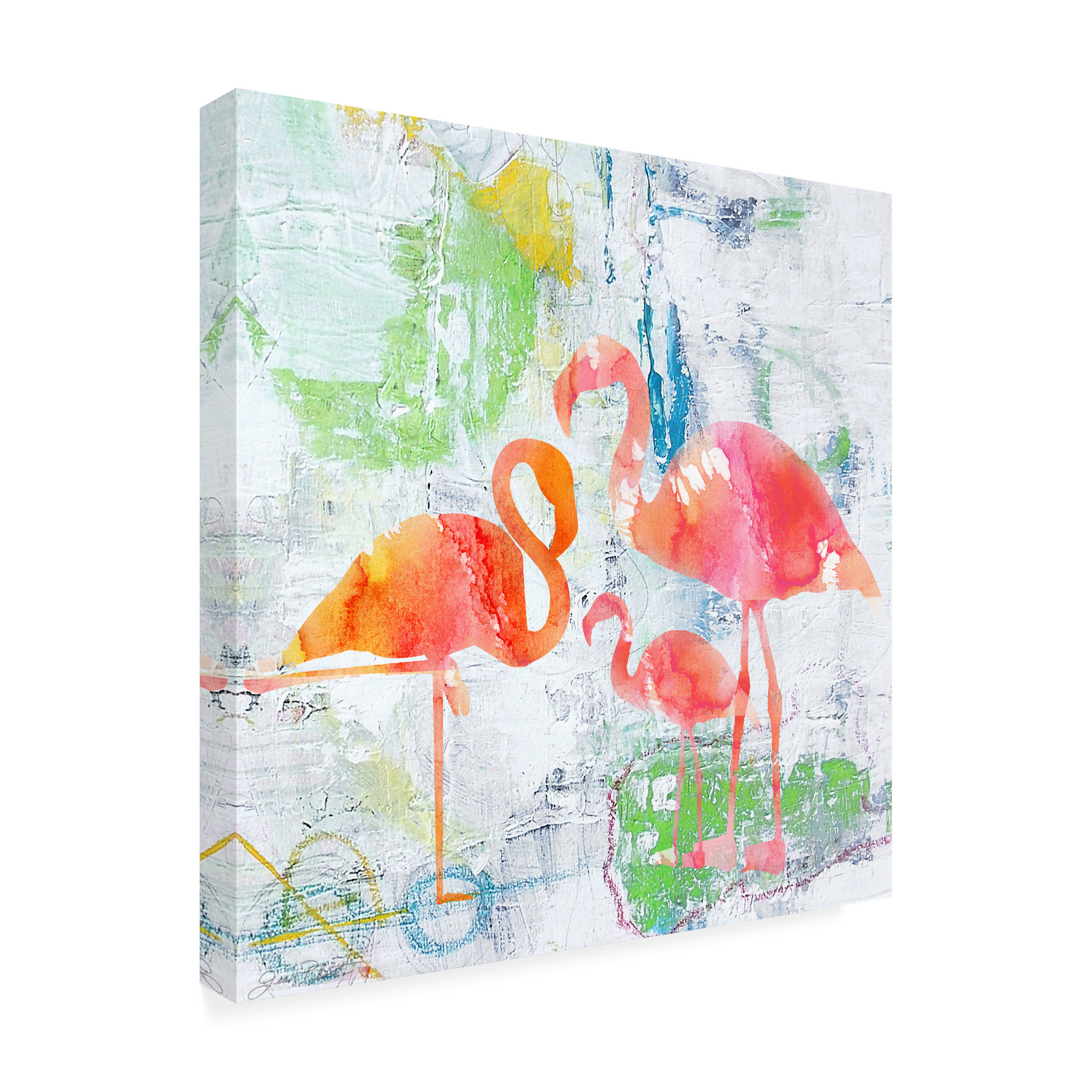 Trademark Fine Art 'Tropical Flamingos' Canvas Art by Jean Plout