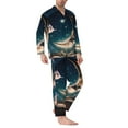 thumbnail image 2 of Honeii Artistic Starry Sky Moon Book Pattern Mens Pajamas Set,2pcs Men's Lounge Long Sleeve Sleep Shirt and Pajama Bottoms Sleepwear Set,Mens Pjs Sets-Small, 2 of 7