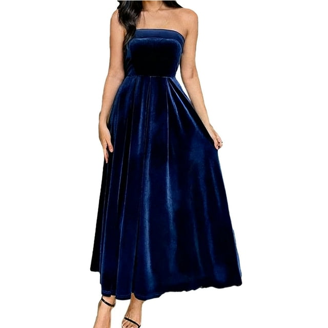 Robe Portefeuille pour Femmes, Robe Élégante Sans Manches en Velours