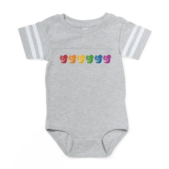 CafePress - Squirels_Rbw - Cute Infant Baby Football Bodysuit