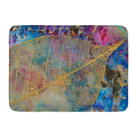 Fine Bath Light GODPOK Orange Blue Branching Gold Leaf Filigree 1 Encaustic and Mixed Media by Artist Kim Mccarthy Green Fine Rug Doormat Bath Mat 23.6x15.7 inch ()