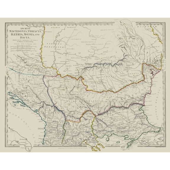 Historic Map - North Macedonia Ancient Thracia Illyria - Chapman 1830 - 29.04 x 23 - Vintage Wall Art