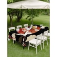 thumbnail image 3 of Japanese Style Outdoor Tablecloth - 60x120 Inch Rectangle Dining Table Cover, Modern Cranes Cherry Flower Wave Red Brown Waterproof Outdoor Table Cloth with Umbrella Hole & Zipper for Picnic/Patio, 3 of 7