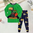 thumbnail image 2 of NOLDARES Kids Pajamas Sets Boys Girls 2-Piece Sleepwear Set Cotton Long Sleeve Casual Kids Clothes,Green,4-5 Y, 2 of 5