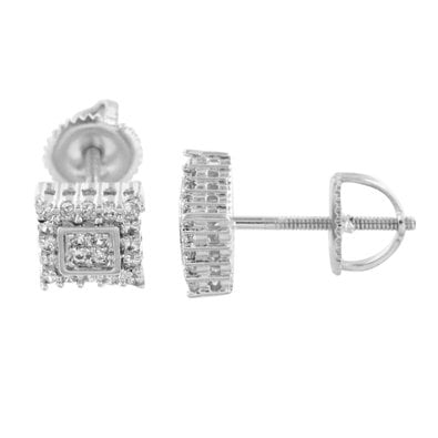 Master Of Bling Lab Created Cubic Zirconia Mens Earrings 14k White Lab Created Cubic Zirconia Mens Earrings 14k White Gold Finish Back Pierced Iced Out 6