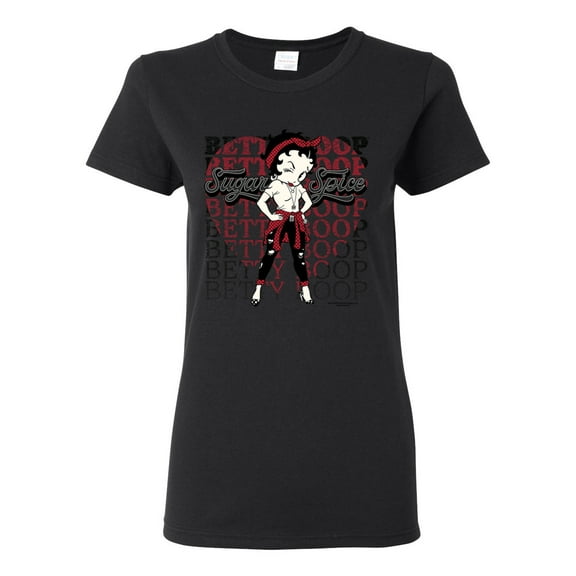 Wild Bobby Betty Boop Sugar and Spice Wink Betty Boop Womens T-Shirt, Black, Small