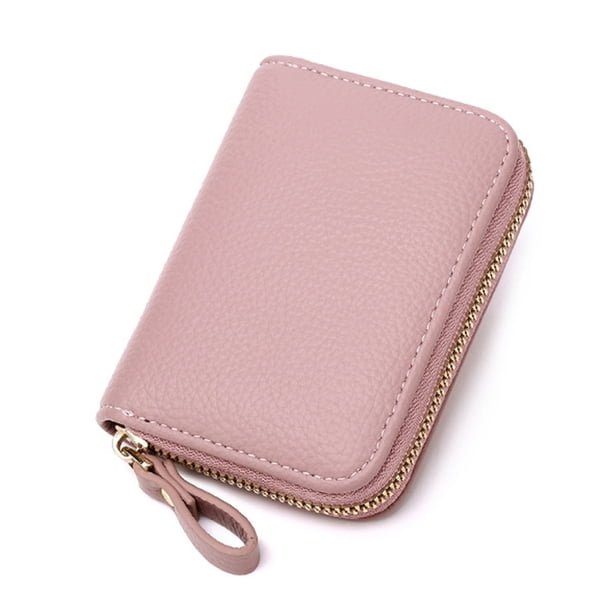 Titular de la tarjeta de crédito, cartera pequeña de cuero con cremallera para las mujeres, cartera del monedero de la tarjeta de crédito