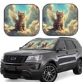 thumbnail image 2 of Picia Sunshine Cloud Cute Cat 2 Piece Car Windshield Sun Shade Foldable | Foldable Sun Shield for Front Window Blocks UV Rays and Keeps Your Vehicle Cool-Large, 2 of 7