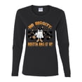 thumbnail image 2 of Wild Bobby No Diggity Boutta Bag it Up Ghost Bats Stars Pumpkin Halloween Orange and Black Halloween Women Graphic Long Sleeve Tee, Black, Small, 2 of 6