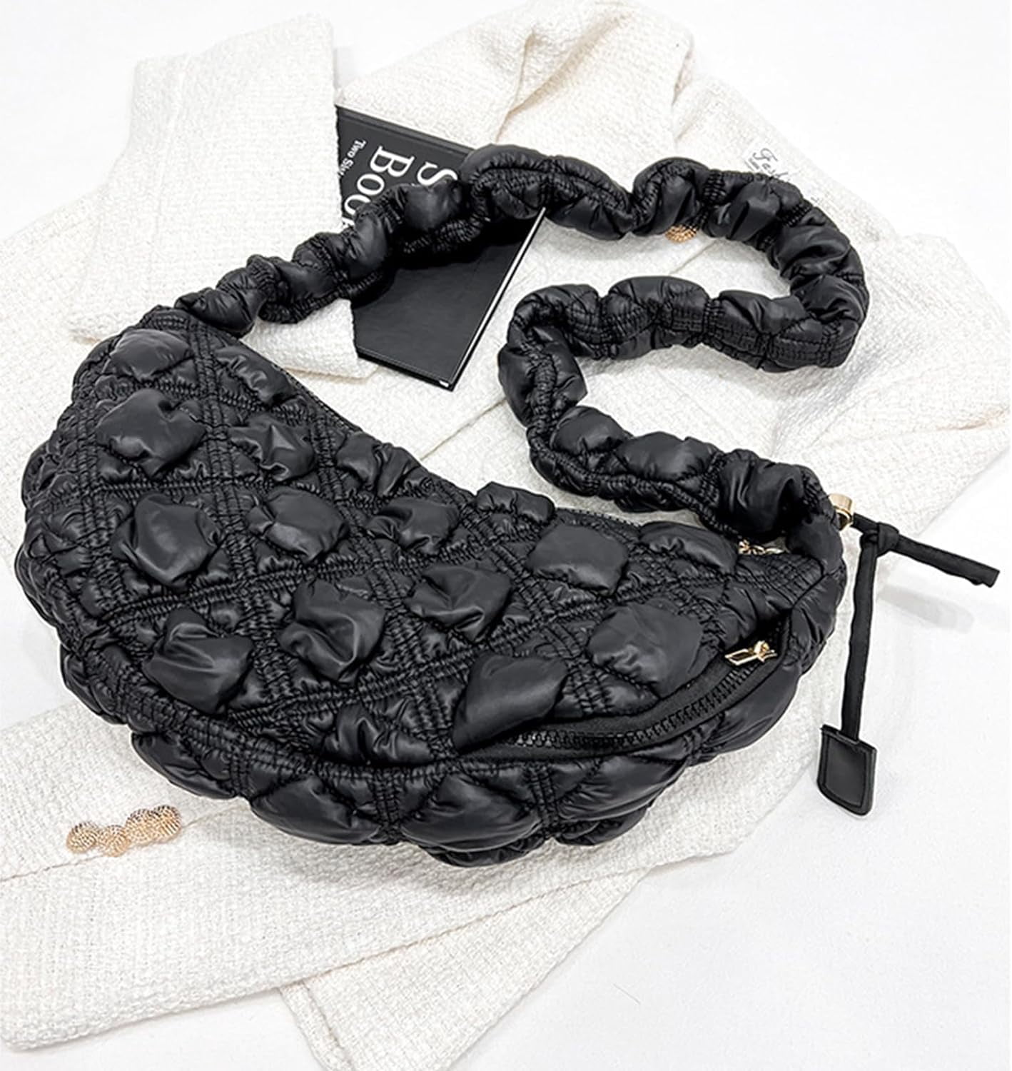 Quilted Shoulder Bag Puffer Handbag Crossbody Purse Padded Cloud Hobo Bag with Adjustable Strap