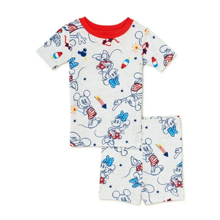 

Mickey and Minnie Mouse Americana Toddler Boy and Girl Unisex Cotton Pajama Set 2-Piece Sizes 12M-5T