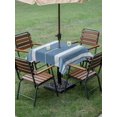thumbnail image 4 of Outdoor Tablecloth with Umbrella Hole for Patio/Picnic/Party/Camping, Vintage Steel Blue Striped Waterproof Table Cloth Square Cover Washable, Farmhouse Modern Stripes Boho (54"x 54"), 4 of 9