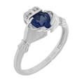 thumbnail image 2 of .97 Ct Heart Blue Sapphire and Diamond Accent 925 Sterling Silver Ring Size 9, 2 of 2