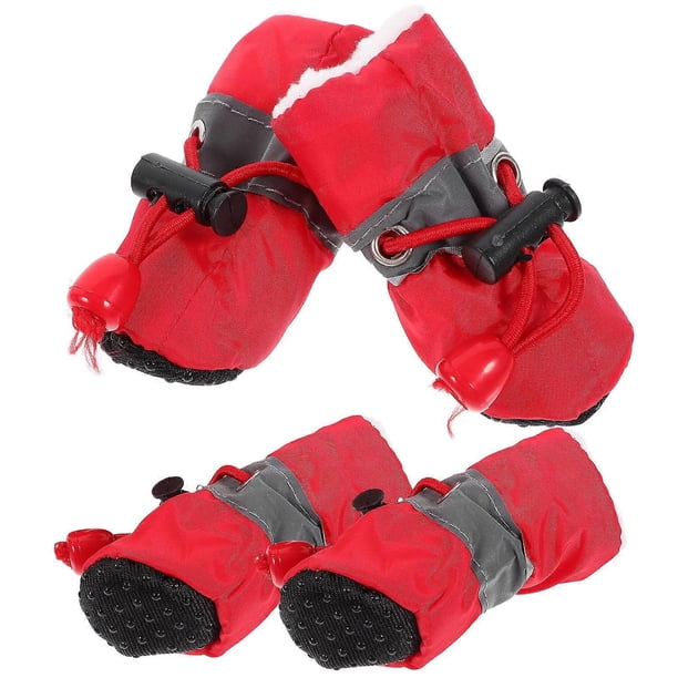 Dog Shoes Snow Winter Rainy Days Dogs Puppies Red Cloth Easy-to-Clean 4Pcs