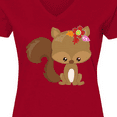 thumbnail image 4 of Inktastic Cute Squirrel, Squirrel With Flowers, Fluffy Tail Women's V-Neck T-Shirt, 4 of 5