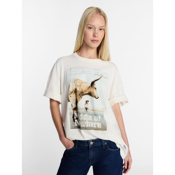 Kacey Lee Women's Middle of Nowhere Graphic Tee with Short Sleeves, Sizes XS-XXL