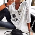 thumbnail image 5 of Blusa de siete mangas con escote en U y costuras con estampado de encaje europeo y americano de Loose desire, 5 of 5
